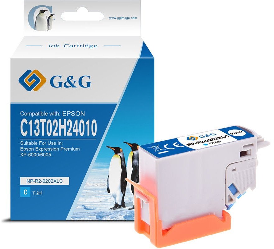 Tusz G&G G&G kompatybilny ink / tusz z C13T02H24010, NP-E-0202XLC, cyan