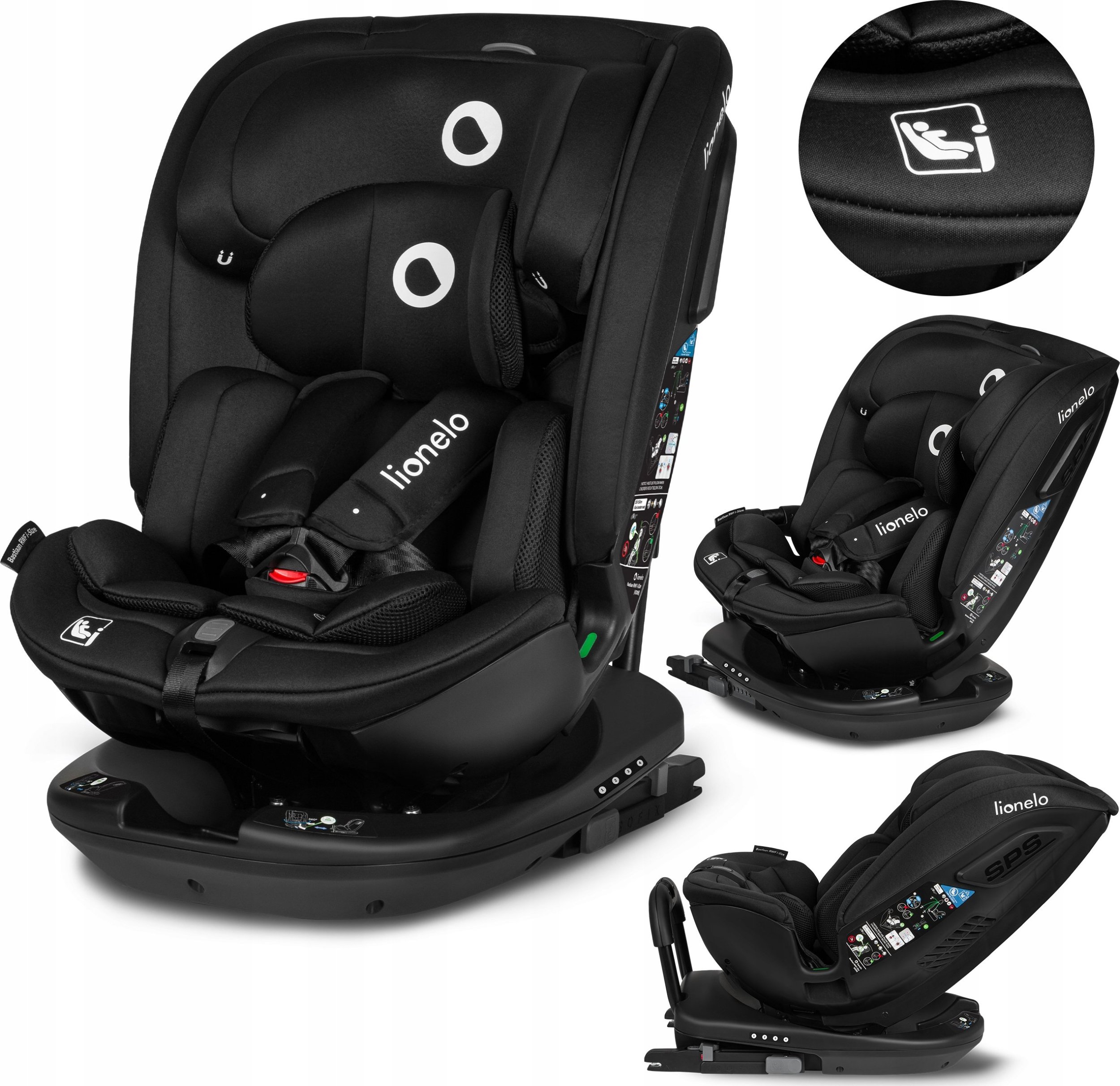 Fotelik samochodowy Lionelo Fotelik samochodowy Bastiaan RWF I-Size Black Carbon 0-36 kg Lionelo