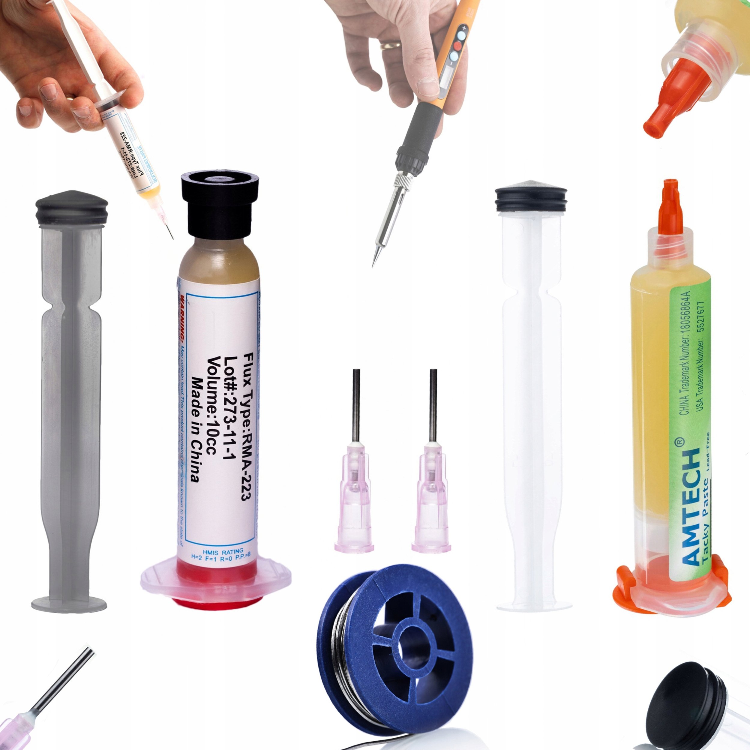 CYNA LUTOWNICZA 0,8MM+TOPNIK W STRZYKAWCE NC-559-ASM 10CC+TOPNIK RMA-223