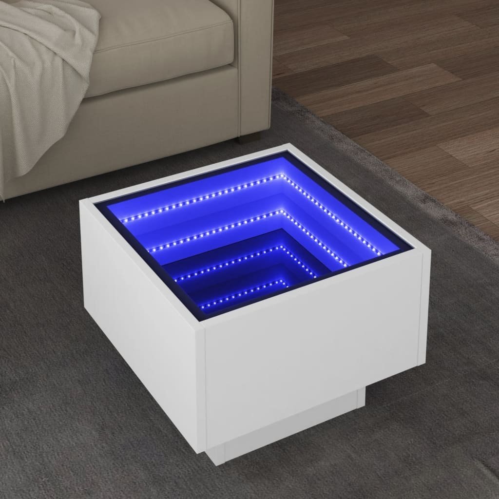 vidaXL vidaXL Stolik boczny z LED, biały, 40x40x30 cm
