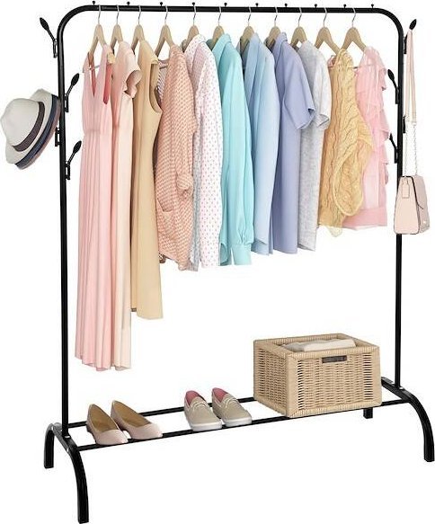 Springos Wieszak na ubrania 146x110x40 cm stojący metalowy stojak loft czarny UNIWERSALNY