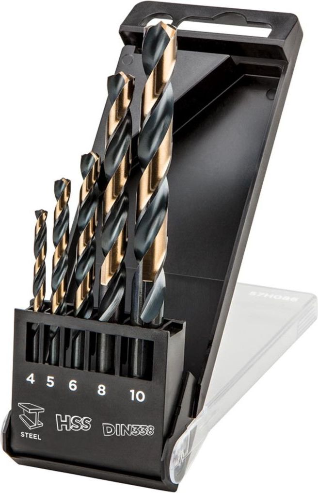 Wiertło Topex do metalu HSS walcowe 4 5 6 10 8mm zestaw (55H086)