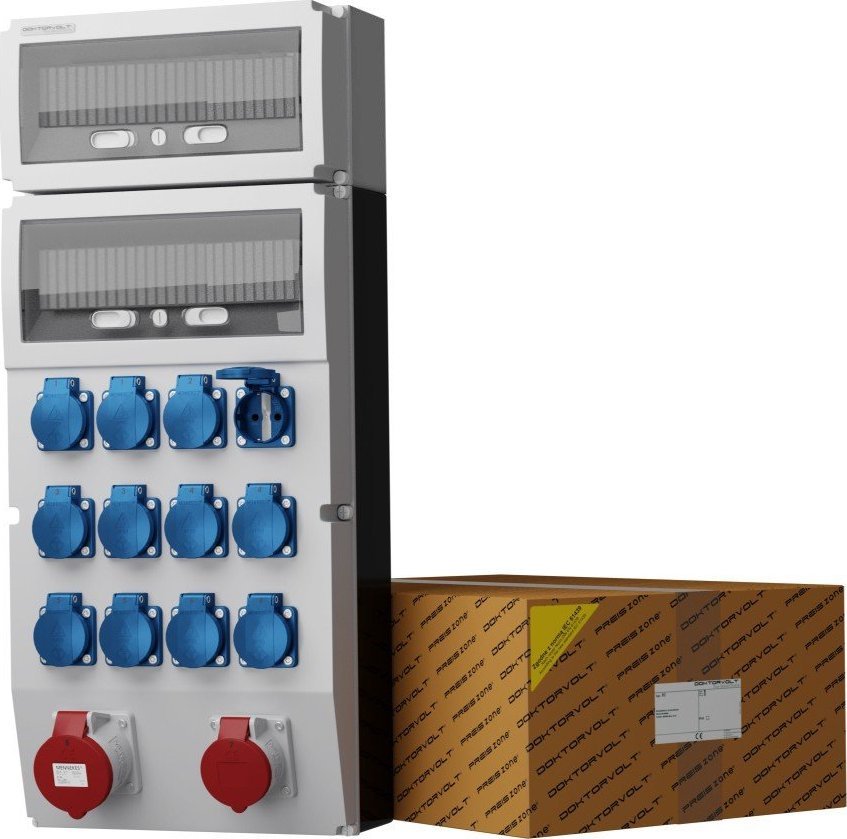 Doktorvolt Rozdzielnica budowlana eXT 32A 16A 12x230V Schuko Mennekes Doktorvolt 2308