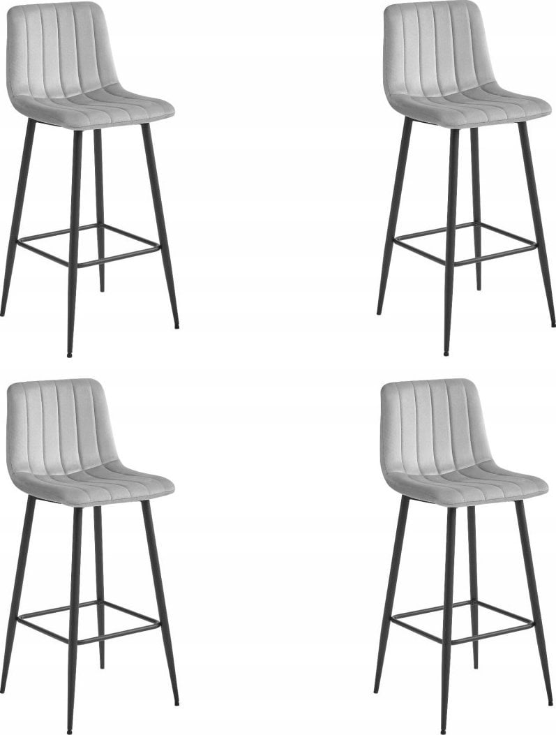 Leobert Hoker POZZA - aksamit srebrno-szary / nogi czarne x 4