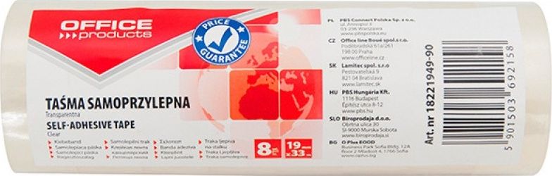 Office Products Taśma biurowa OFFICE PRODUCTS, 19mm, 33m, 8szt., transparentna
