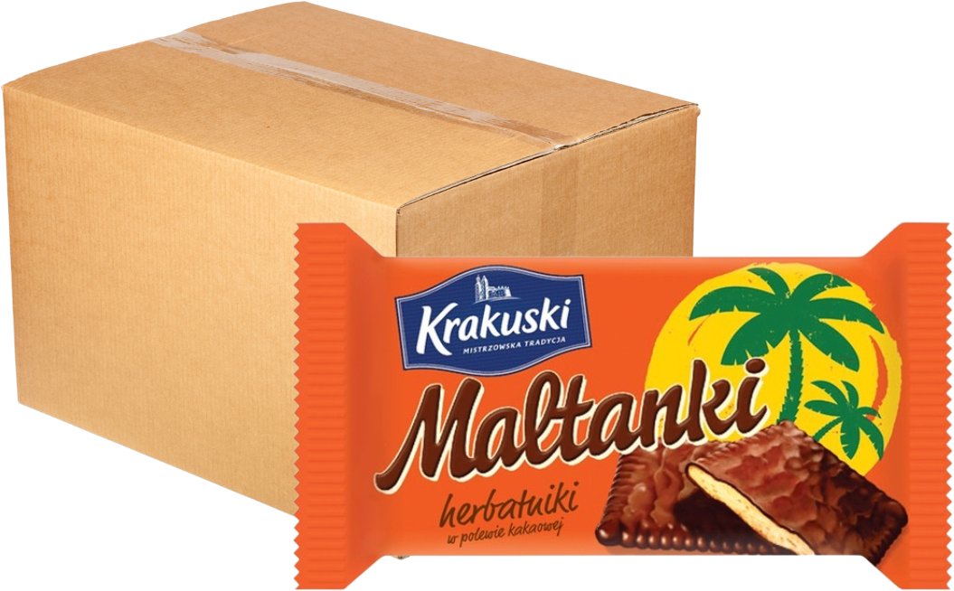 Krakuski Maltanki Herbatniki w polewie kakaowej 80 g x 56 sztuk