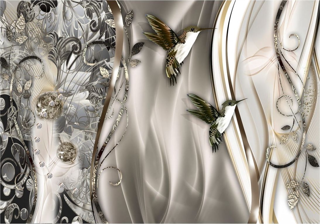 DecoNest Fototapeta - Kolibry na fali (brązowy) - 350X245