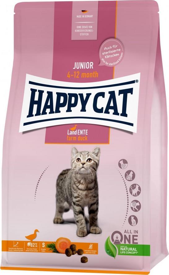 Happy Cat Junior Farm Duck, sucha karma, dla kociąt w wieku 4-12 mies, kaczka, bezzbożowa, 300 g, worek