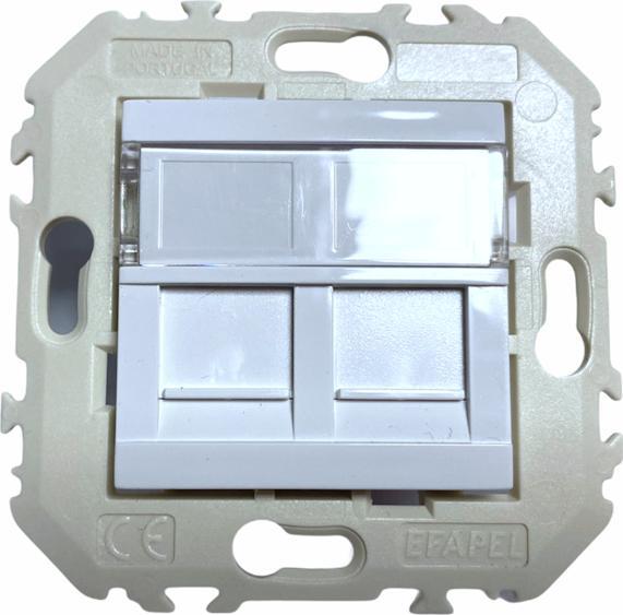 Efapel EFAPEL QUADRO45 GNIAZDO KOMPUTEROWE PODWÓJNE RJ45 KAT6 45456 KWBR BIAŁY
