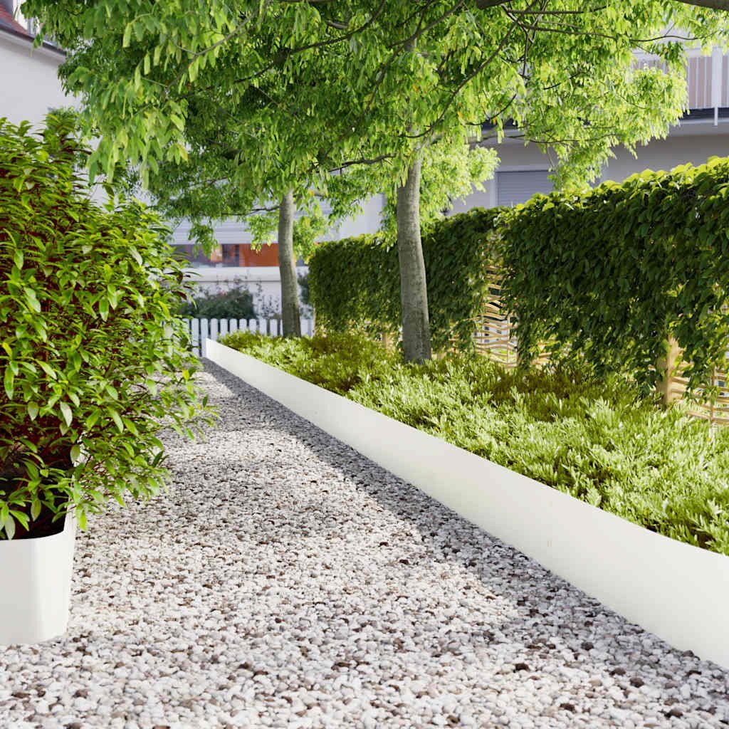 vidaXL Obrzeża trawnikowe 10 szt. Białe Stal walcowana na zimno