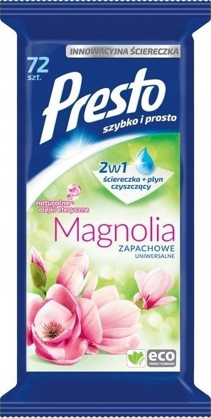 PRESTO ŚCIERECZKI NAWILŻANE UNIWERSALNE MAGNOLIA 72 SZTUK