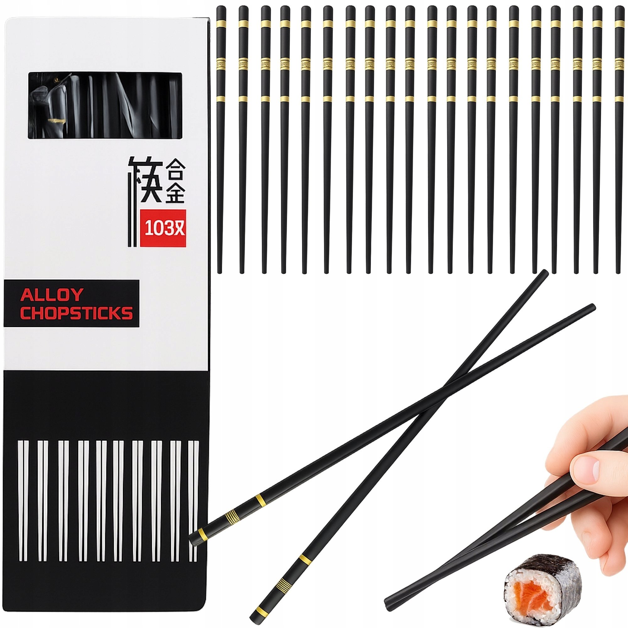 PAŁECZKI DO SUSHI DAŃ AZJATYCKICH WIELORAZOWE 24CM 10 PAR TRWAŁY KOMPLET 20