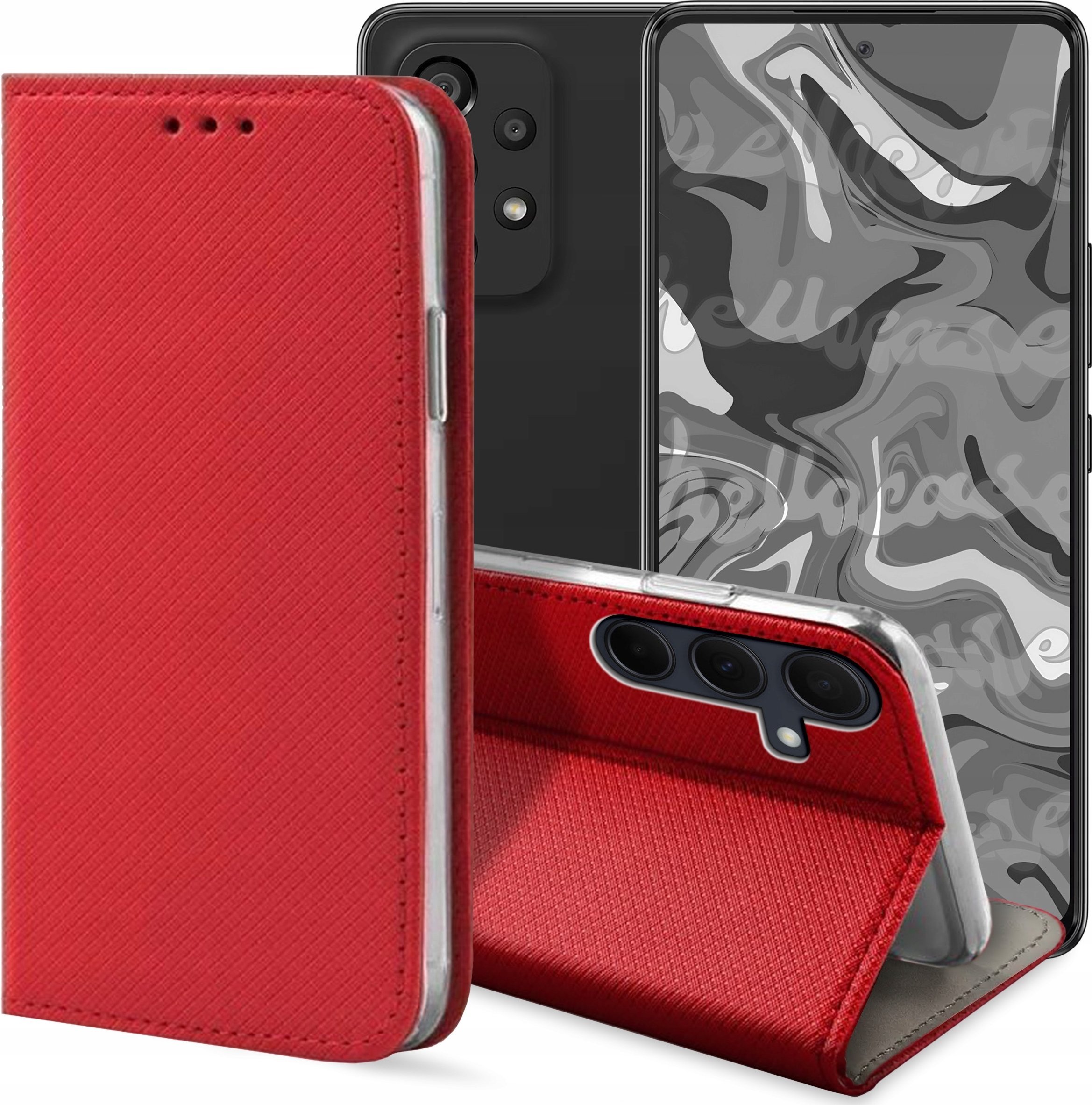 Hello Case ETUI Z KLAPKĄ DO Samsung Galaxy A35 5G CZERWONE ZAMYKANE MAGNETYCZNE