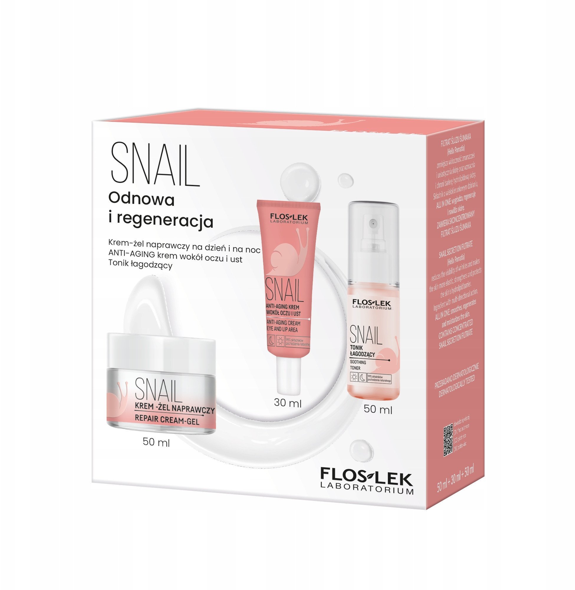 FLOS ZEST ŚW Snail Krem d/tw+Krem p/oczy+Tonik