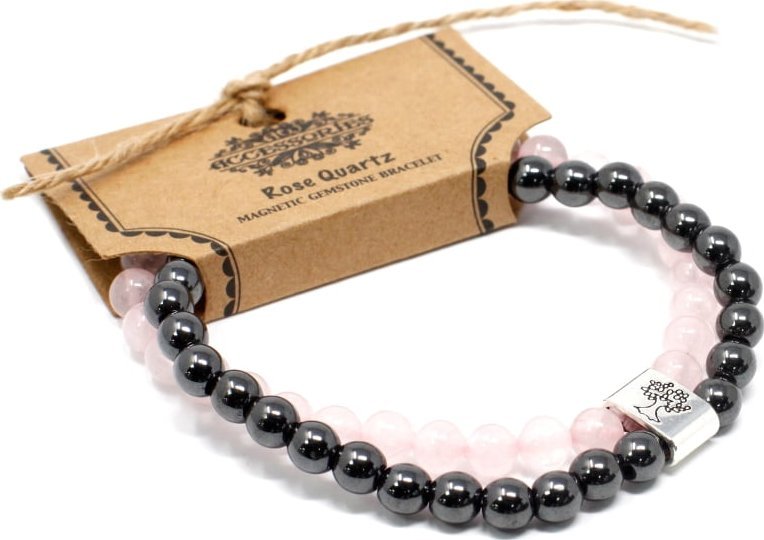Lovrin Bransoletka magnetyczna z kamieniami - Różowy Kwarc