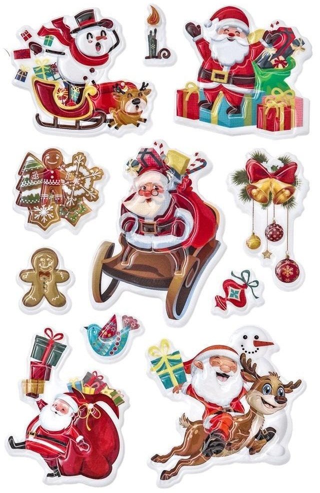 Naklejki puffy mikołaje 11szt