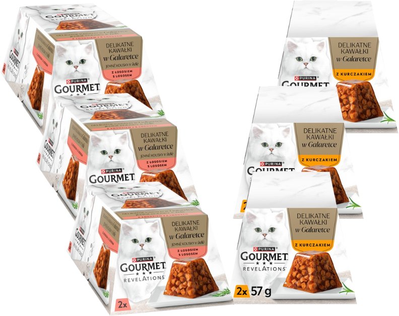 GOURMET Revelations Delikatne Kawałki w Galaretce Mix Smaków 6x(2x57g)