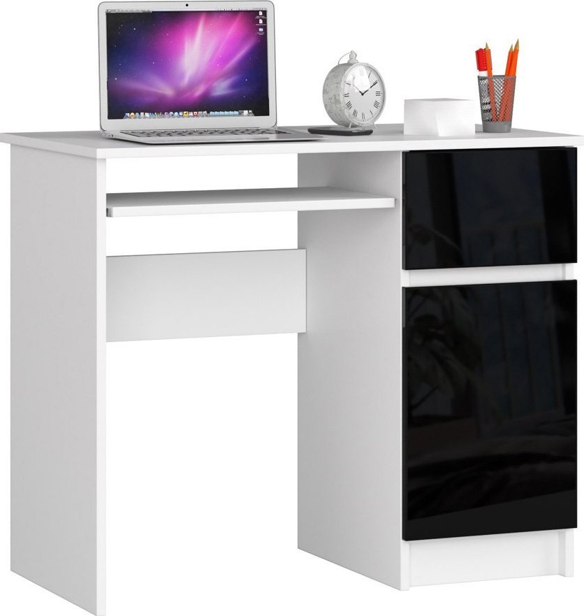 Elior Młodzieżowe biurko biało - czarne z półkami połysk Strit 6X