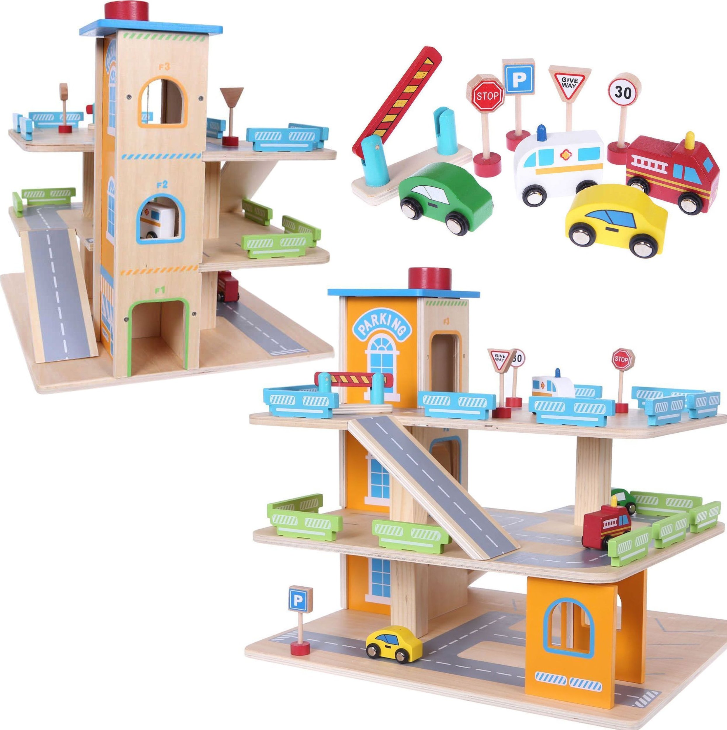 Coil Coil garaż parking samochodowy auta autka zestaw winda drewniany piętrowy