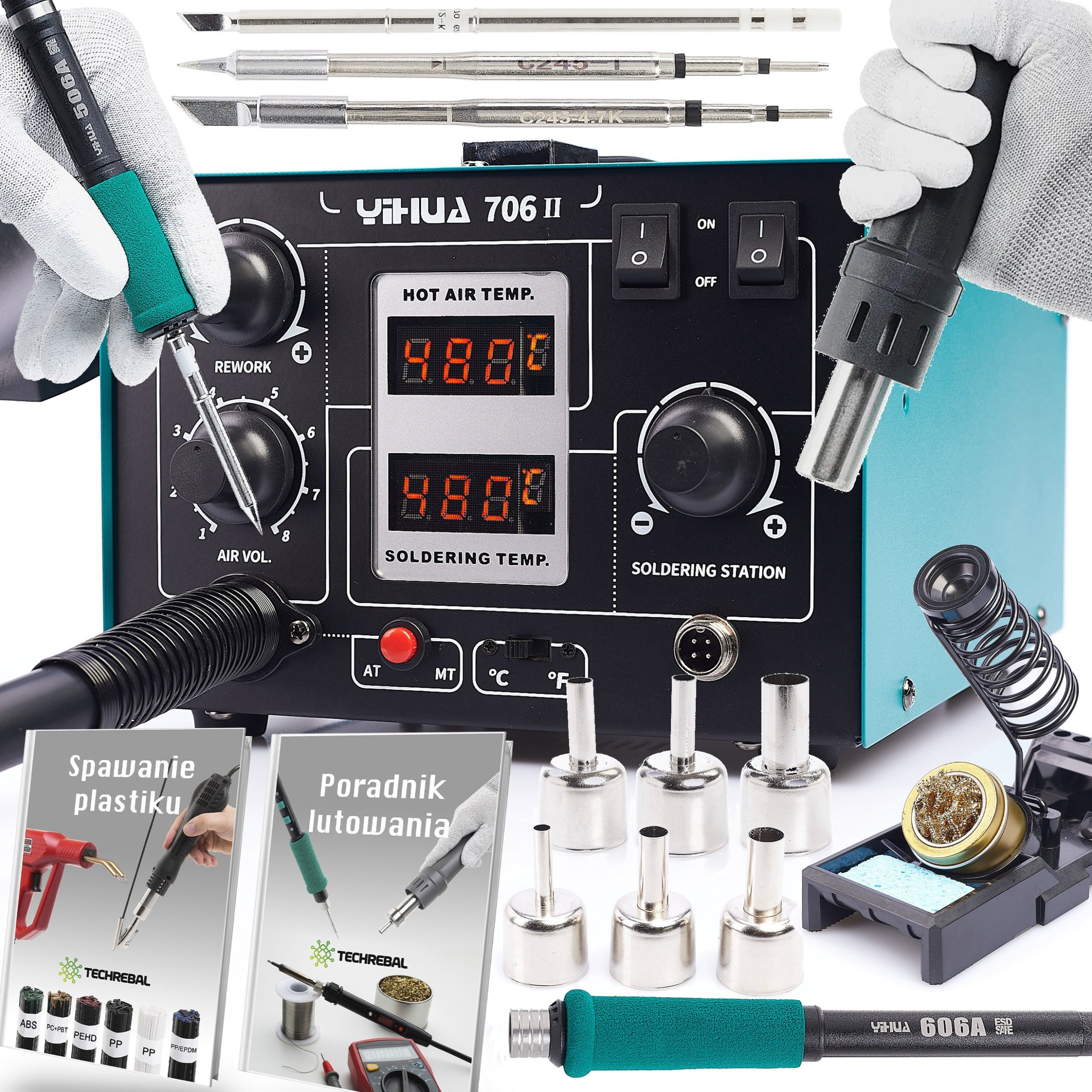 Stacja Lutownicza Yihua 706 II Groty T12 Dodatkowa Kolba Groty T245 4 Groty