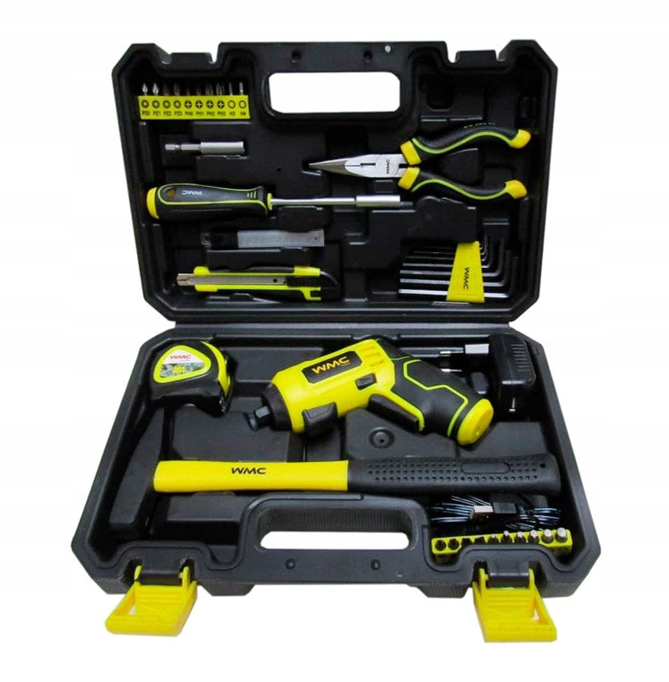 Zestaw narzędzi z wkrętakiem akumulatorym 47el. w walizce