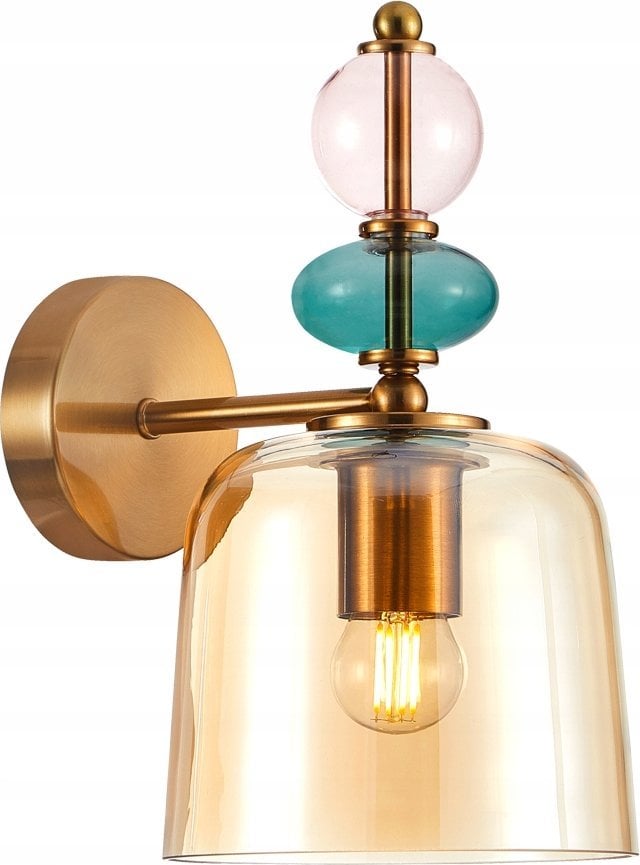 Kinkiet Italux Italux Namos WL-27092A-MC-BRO kinkiet lampa ścienna modern nowoczesny metalowy szklany klosz 1x40W E27 złoty/multikolor
