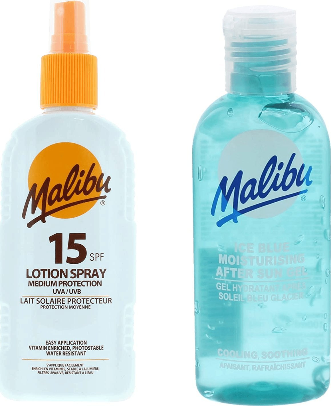 Malibu Malibu SPF15 Wodoodporny Spray 200ml + Żel Po Opalaniu 100ml