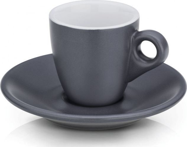 Filiżanki do espresso ze spodkami 2 szt. ceramika 0,05 l, śred. 12 x 6,5 cm szare