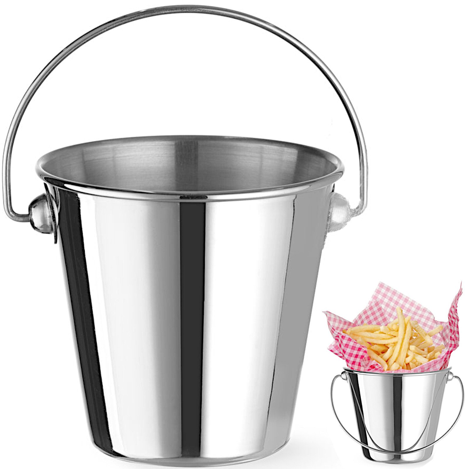 Hendi Mini wiaderko z uchwytem do serwowania przekąsek stalowe śr. 90x85 mm