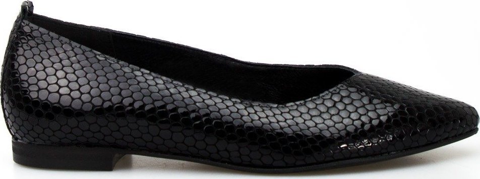 Sempre Baleriny skórzane lakierowane łuski czarne Sempre-38