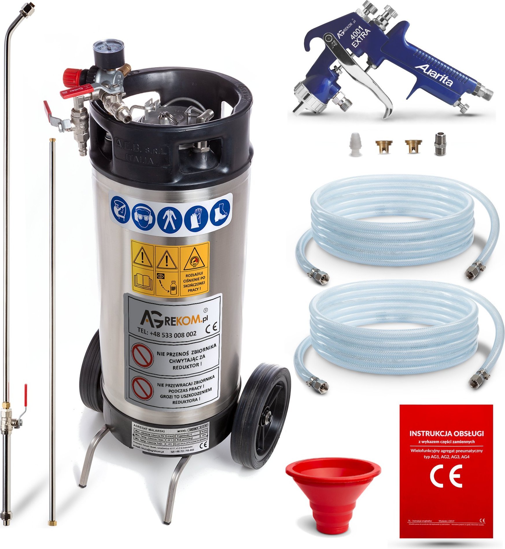 AGREKOM Agregat do malowania natryskowego 19 Litrów pistolet natryskowy
