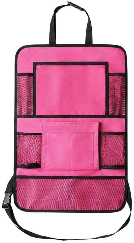 Organizer samochodowy na fotele przednie z przegródkami różowy