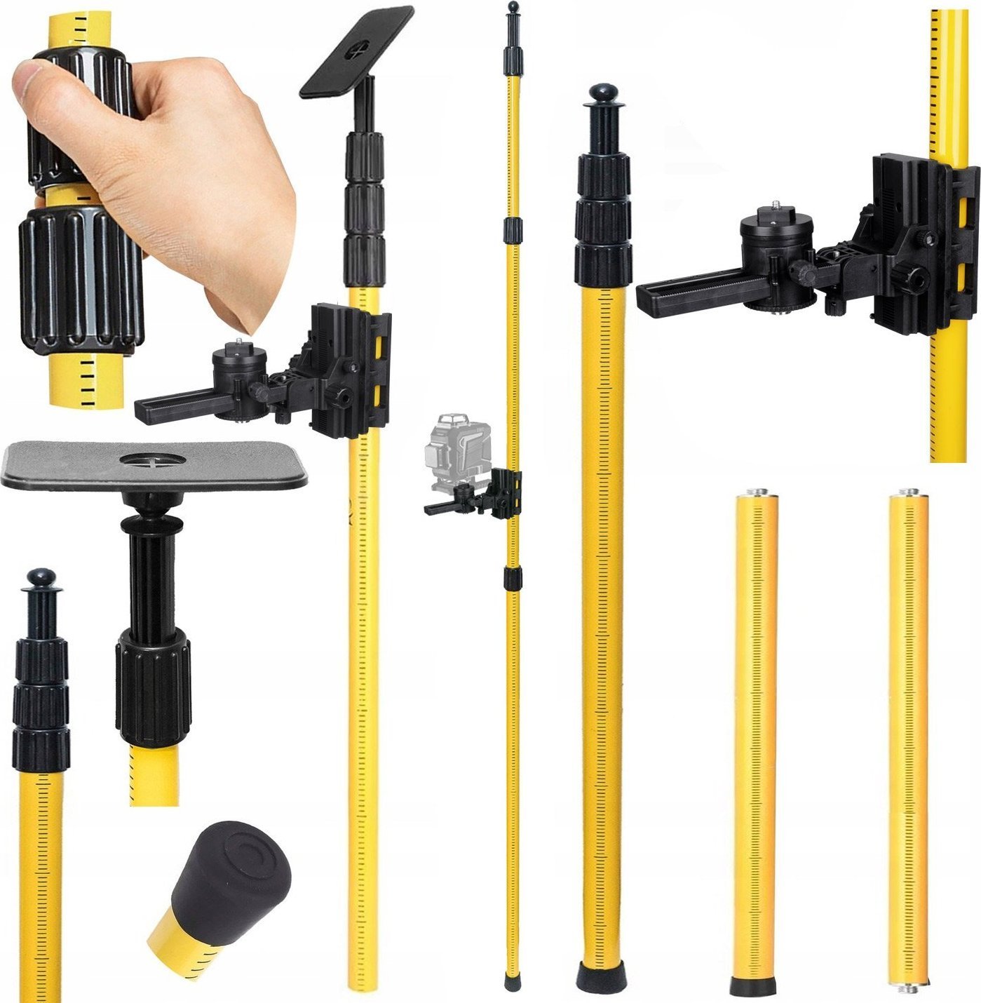 Deko STATYW ROZPOROWY TYCZKA DO LASERA POZIOMICY 285 CM +ADAPTER DO SKOSÓW DEKO