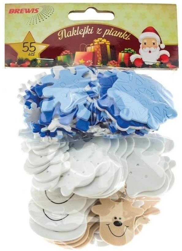 Naklejki z pianki renifery bałwany śnieżynki 55szt