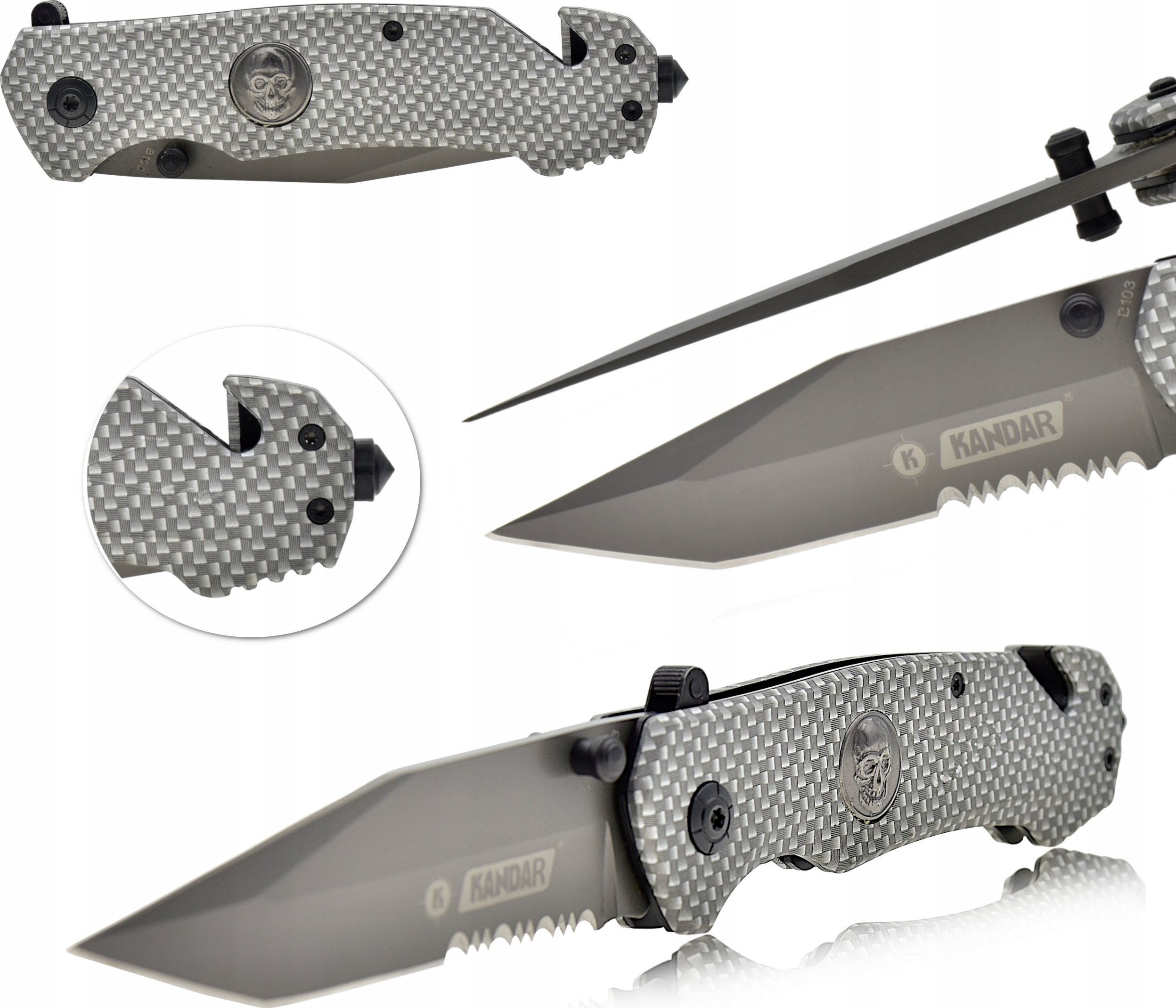 Kandar Nóż RATOWNICZY Scyzoryk Składany Zbijak TAKTYCZNY