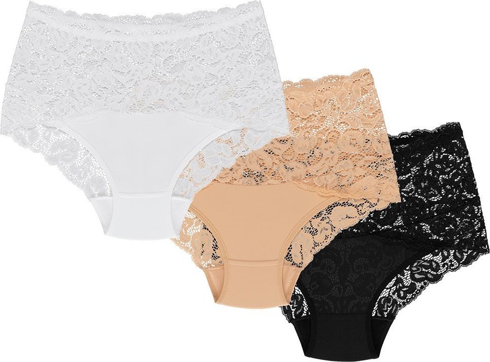 Wolbar Wol-Bar Teri 3-pak beżowy-biały-czarny M Majtki figi