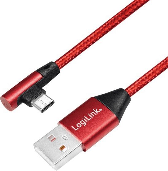 Kabel USB LogiLink USB-A - USB-C 0.3 m Czerwony (CU0145)