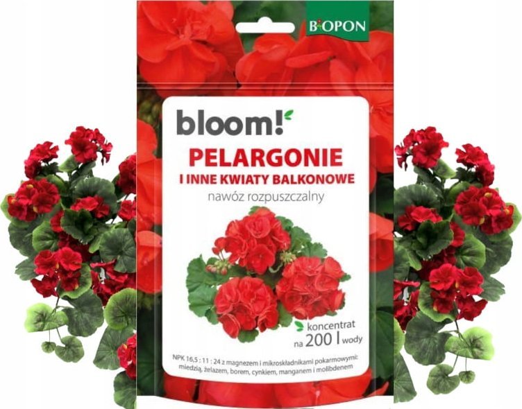 Nawóz rozpuszczalny do pelargonii i innych kwiatów balkonowych 200g