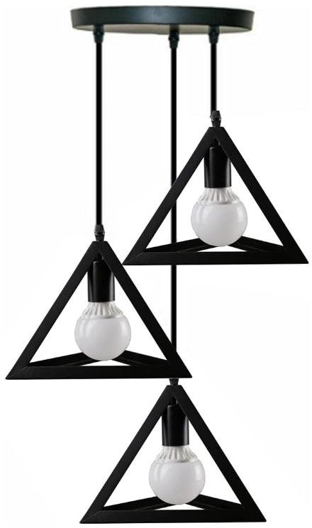 Lampa sufitowa metalowa loft trójkątna wisząca AT13-3SZ-Black