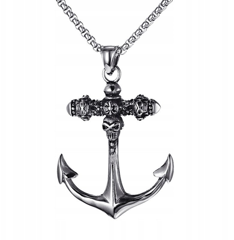 NASZYJNIK Srebrny RYBAK MARYNARZ KOTWICA 313