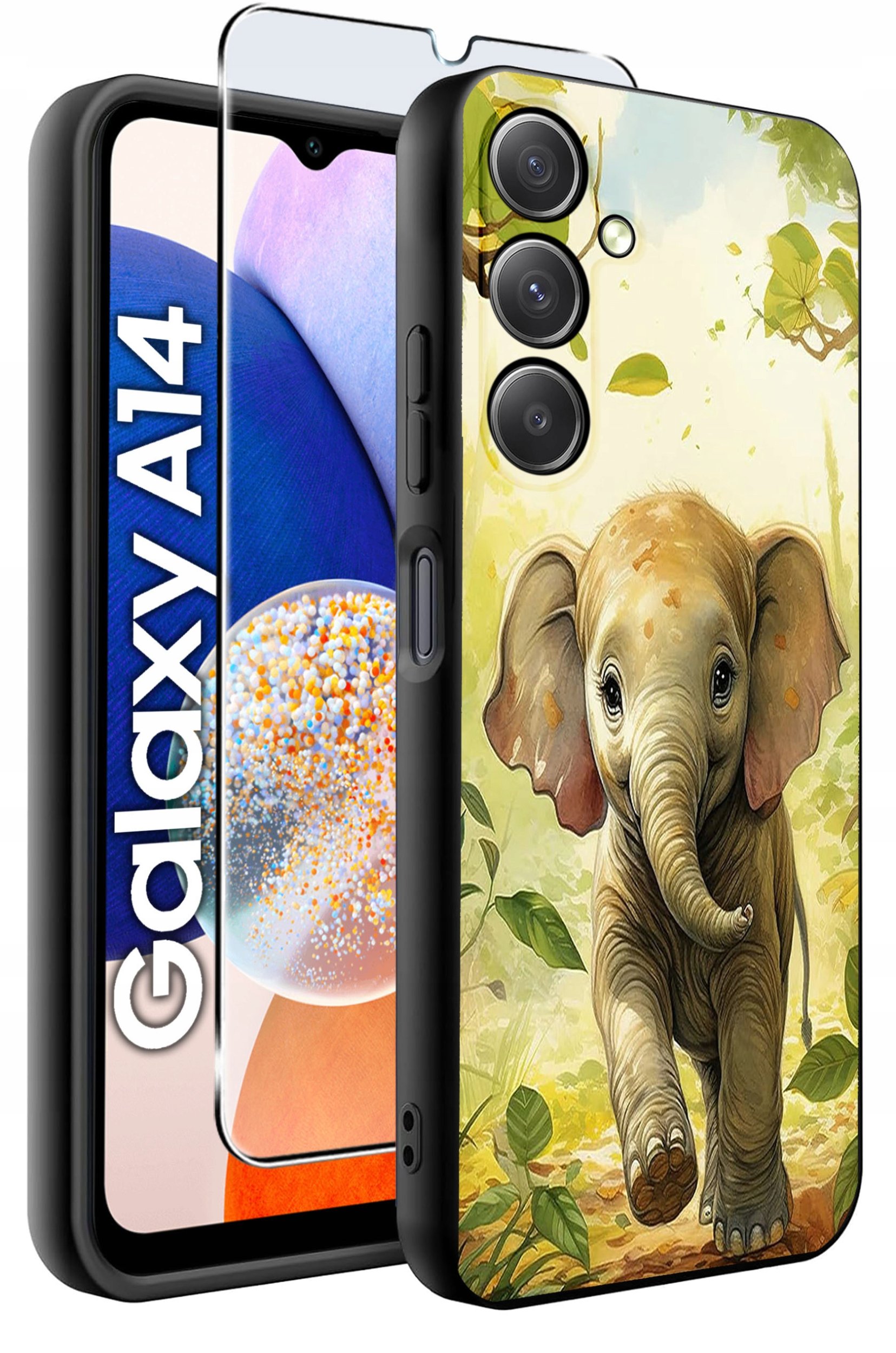 ETUI do Samsung A14 5G WZORY | SILIKONOWE MATT CASE + SZKŁO HARTOWANE 9H