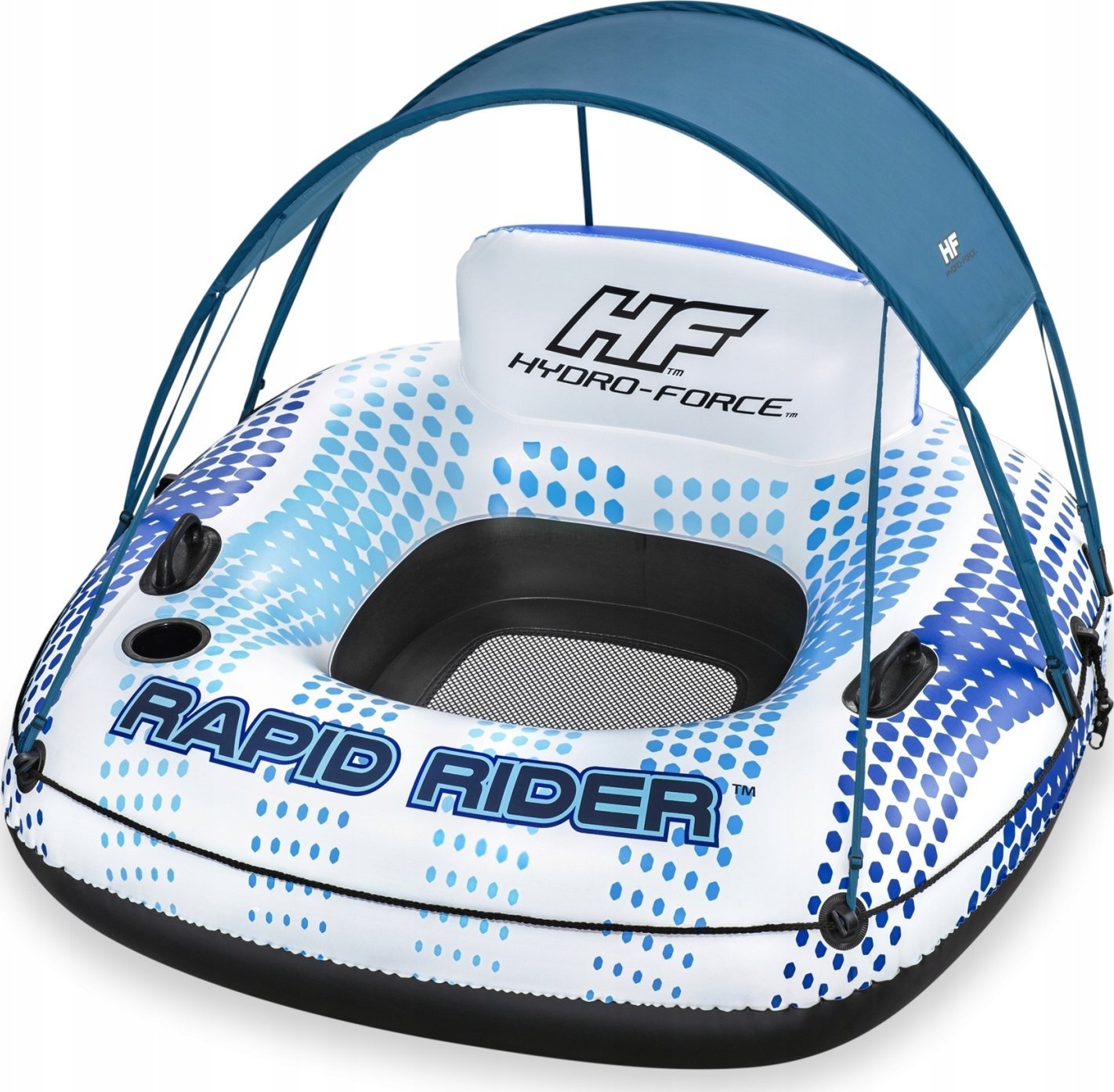 Dmuchane Koło do pływania Hydro-Force z Daszkiem 123x123x51cm BESTWAY + Dno z siatki + Oparcie