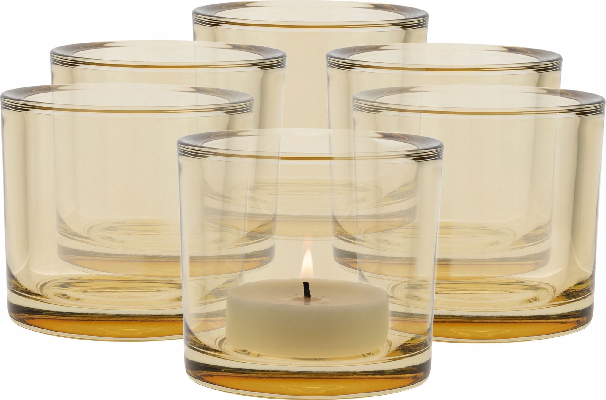 Trend Glass Pojemniki na świeczki i tealighty żółte 6x 8 cm Luna