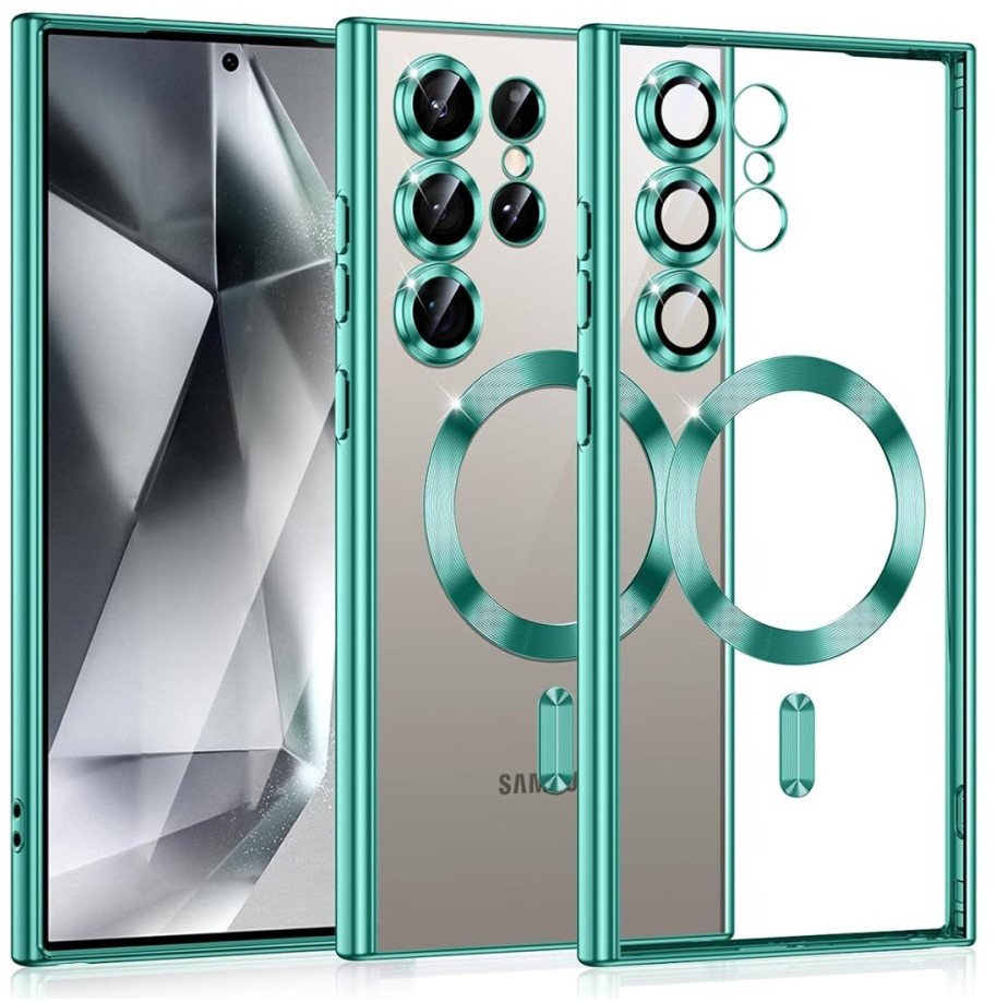 Etui Supero magnetyczne tpuplating do Galaxy S23 Ultra, przezroczysto-turkusowe