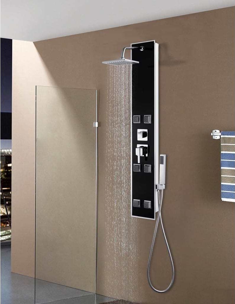 Zestaw prysznicowy vidaXL z deszczownicą z baterią czarny (142991)