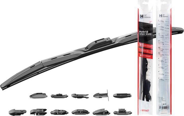 AMiO Wycieraczka samochodowa hybrydowa Hybrid multiconnect 16" (400mm) 11 adapterów