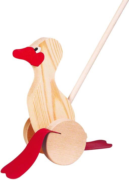 Goki Drewniana zabawka do pchania, kaczka (WP004)