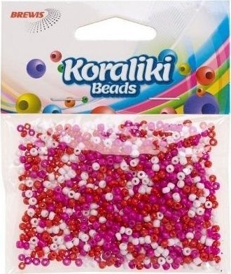 Koraliki akrylowe do nawlekania białe czerwone 35m