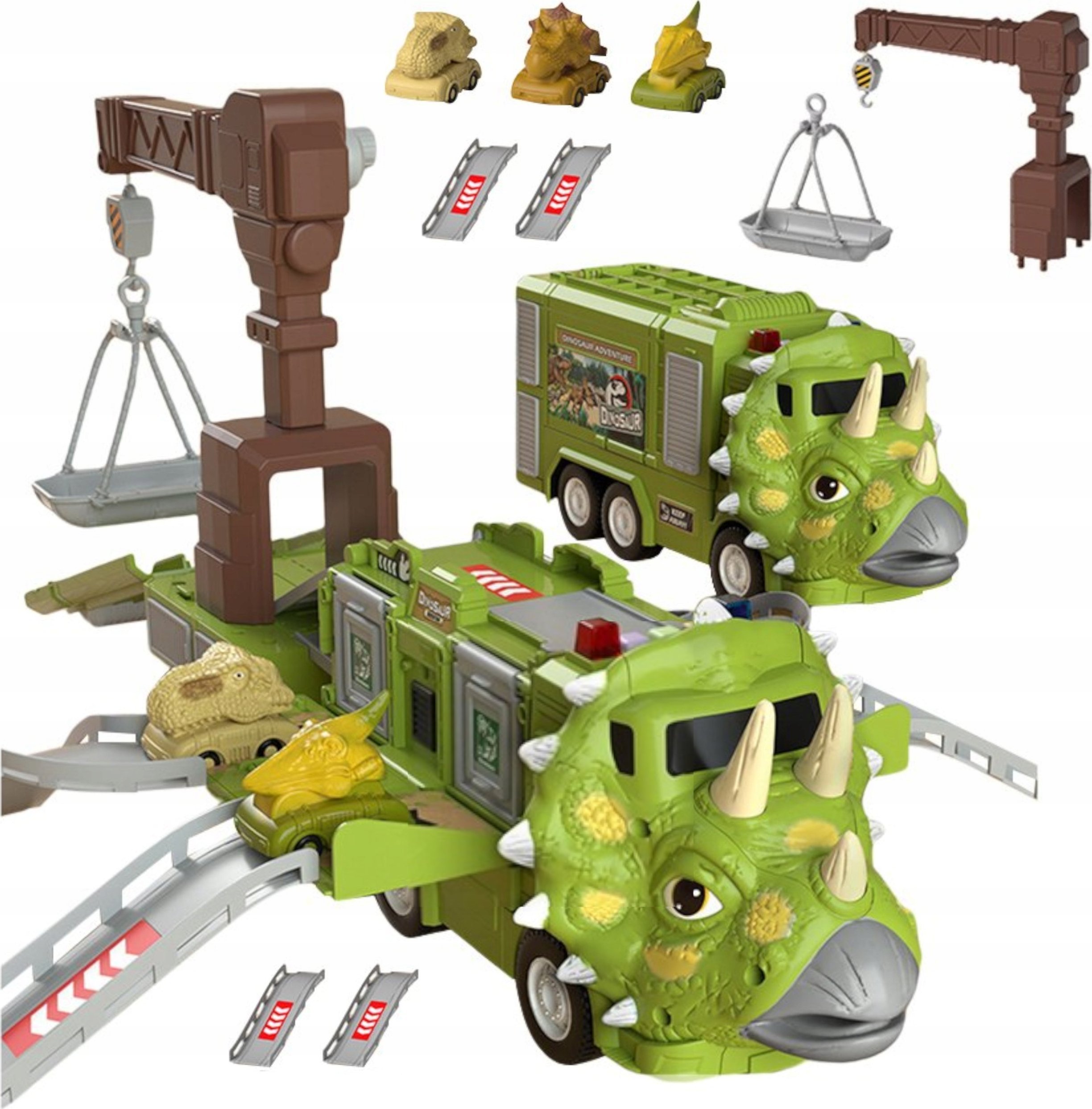 CIĘŻARÓWKA DINOZAUR Z AUTAMI TRICERATOPS DŹWIG 691