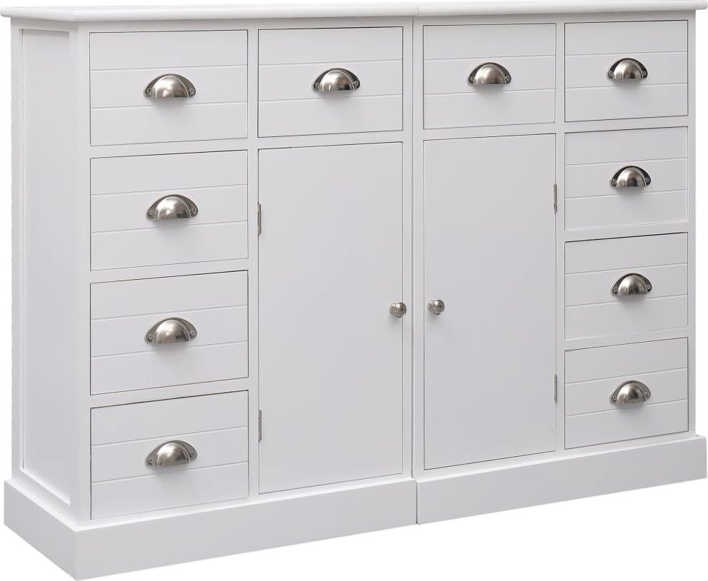 vidaXL Komoda z 10 szufladami, biała, 113 x 30 x 79 cm, drewniana